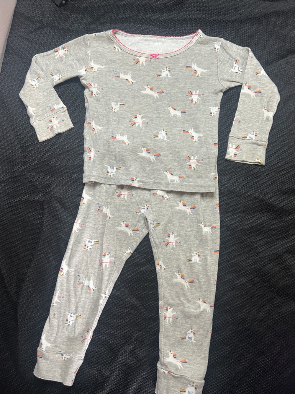 Carter's Gray Unicorn Print Pajama Set with Pink Trim